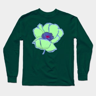 Retro Digital Colored Poppy Flower Illustration (MD23Mrl002b) Long Sleeve T-Shirt